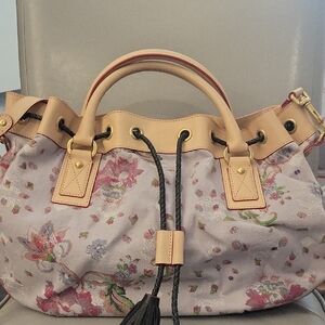 MCM Floral Satchel with Cream Leather Trim. Limited edition